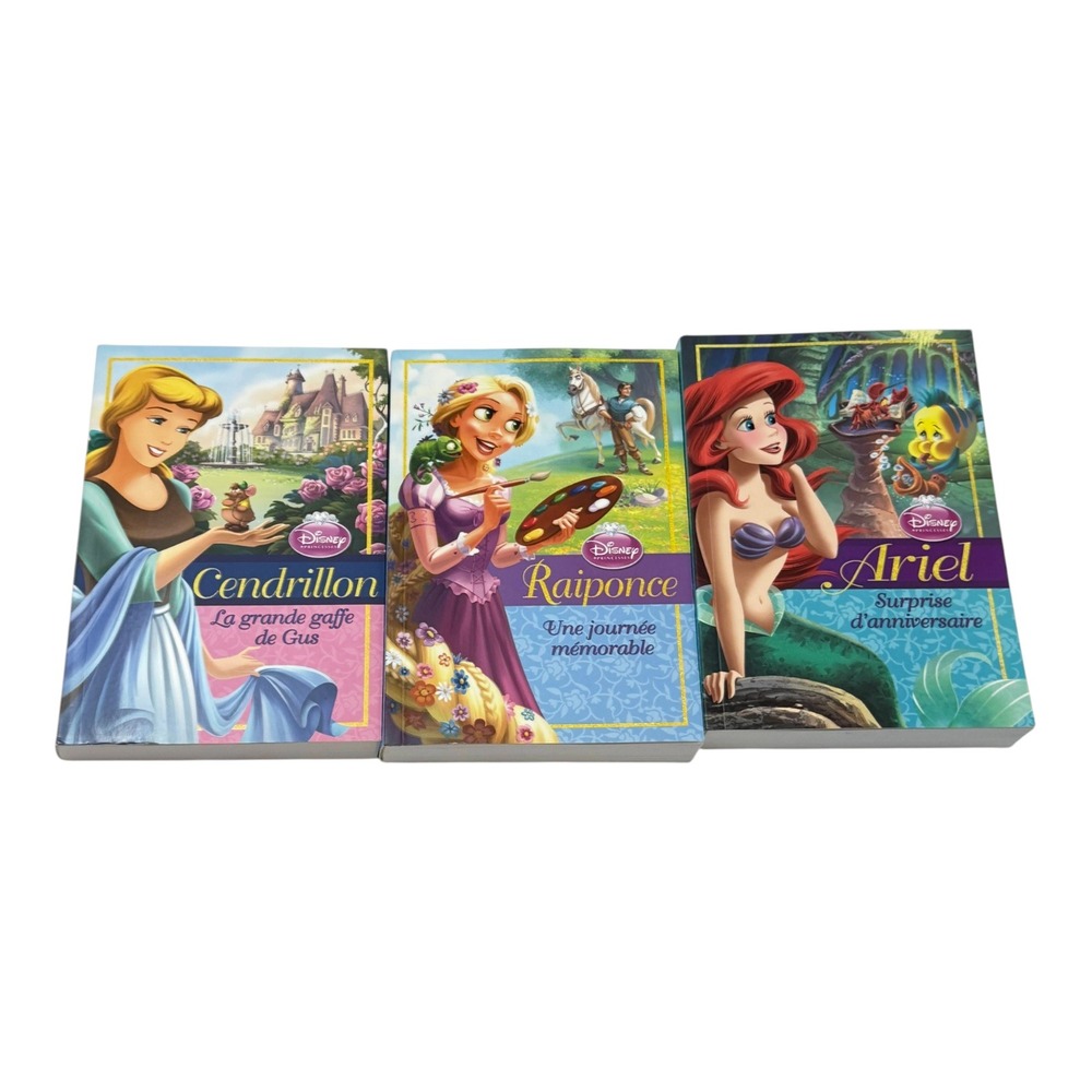 Disney Princess French BookLot 3 French Cendrillon Raiponce Ariel 2013